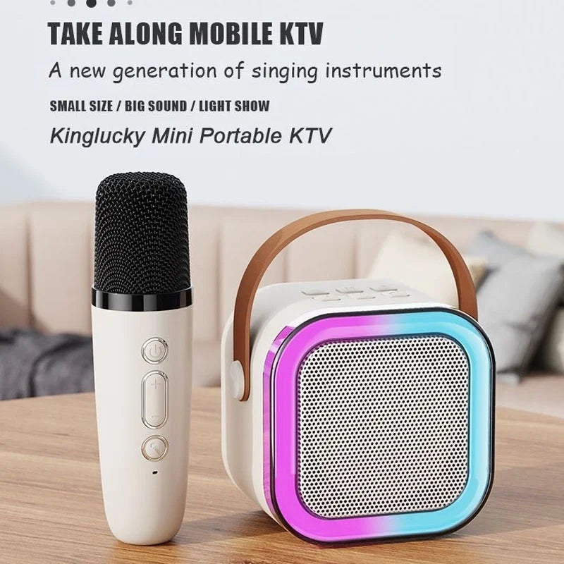 Microfone Karaoke com luzes LED,